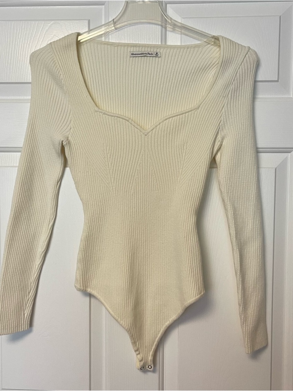 Abercrombie & Fitch Soft A&F Collection Long Sleeve Bodysuit Ivory Medium NEW